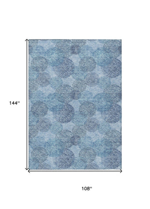 HomeRoots 5' Durable Denim Blue Polka Dot Area Rug - Stylish Washable Design for Indoor & Outdoor Spaces 9' X 12' 614663