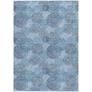 HomeRoots 5' Durable Denim Blue Polka Dot Area Rug - Stylish Washable Design for Indoor & Outdoor Spaces 9' X 12' 614663