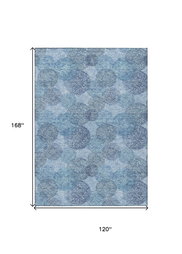 HomeRoots 5' Durable Denim Blue Polka Dot Area Rug - Stylish Washable Design for Indoor & Outdoor Spaces 10' X 14' 614664