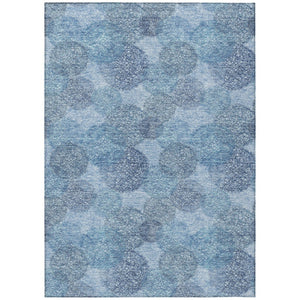 HomeRoots 5' Durable Denim Blue Polka Dot Area Rug - Stylish Washable Design for Indoor & Outdoor Spaces 10' X 14' 614664