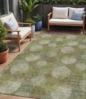 HomeRoots 5' Bright Green and Ivory Polka Dot Area Rug - Durable, Washable Indoor/Outdoor Design for Every Space 5' X 8' 614666