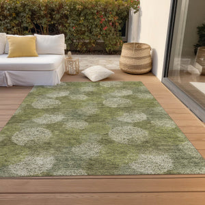 HomeRoots 5' Bright Green and Ivory Polka Dot Area Rug - Durable, Washable Indoor/Outdoor Design for Every Space 5' X 8' 614666