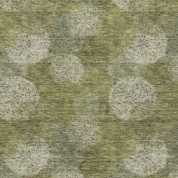 HomeRoots 5' Bright Green and Ivory Polka Dot Area Rug - Durable, Washable Indoor/Outdoor Design for Every Space 5' X 8' 614666