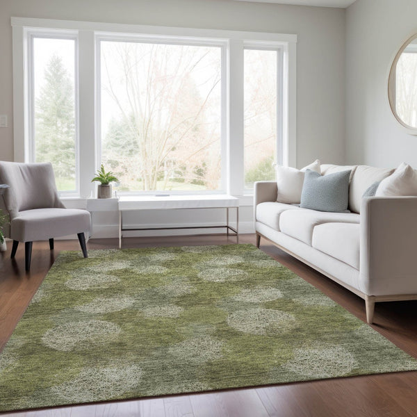 HomeRoots 5' Bright Green and Ivory Polka Dot Area Rug - Durable, Washable Indoor/Outdoor Design for Every Space 5' X 8' 614666