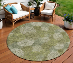 HomeRoots 5' Bright Green and Ivory Polka Dot Area Rug - Durable, Washable Indoor/Outdoor Design for Every Space 8' Round 614667