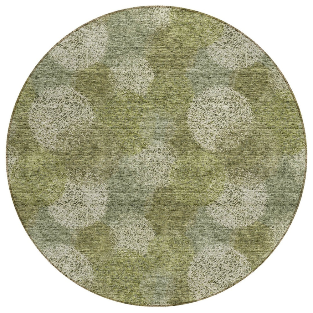 HomeRoots 5' Bright Green and Ivory Polka Dot Area Rug - Durable, Washable Indoor/Outdoor Design for Every Space 8' Round 614667
