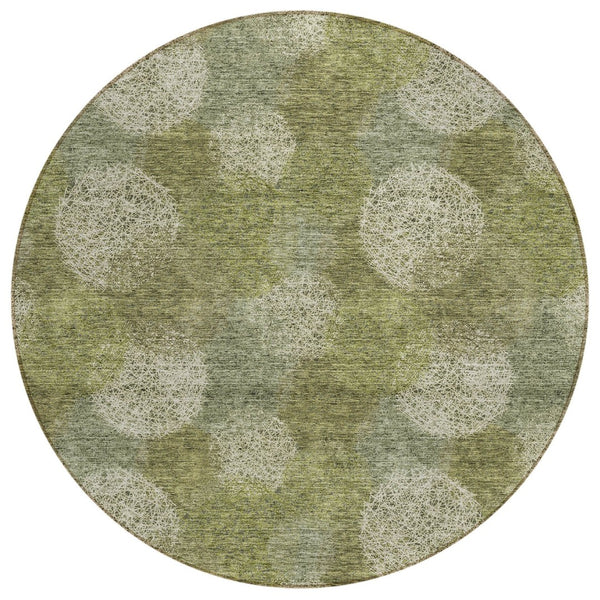 HomeRoots 5' Bright Green and Ivory Polka Dot Area Rug - Durable, Washable Indoor/Outdoor Design for Every Space 8' Round 614667