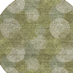 HomeRoots 5' Bright Green and Ivory Polka Dot Area Rug - Durable, Washable Indoor/Outdoor Design for Every Space 8' Round 614667