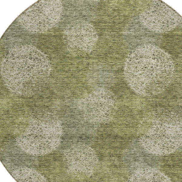 HomeRoots 5' Bright Green and Ivory Polka Dot Area Rug - Durable, Washable Indoor/Outdoor Design for Every Space 8' Round 614667