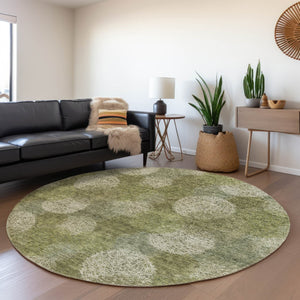 HomeRoots 5' Bright Green and Ivory Polka Dot Area Rug - Durable, Washable Indoor/Outdoor Design for Every Space 8' Round 614667