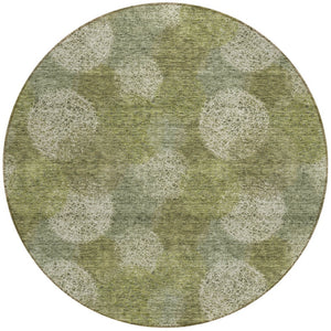 HomeRoots 5' Bright Green and Ivory Polka Dot Area Rug - Durable, Washable Indoor/Outdoor Design for Every Space 8' Round 614667
