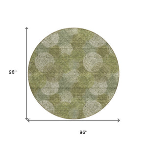 HomeRoots 5' Bright Green and Ivory Polka Dot Area Rug - Durable, Washable Indoor/Outdoor Design for Every Space 8' Round 614667