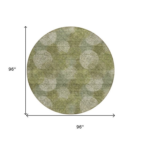 HomeRoots 5' Bright Green and Ivory Polka Dot Area Rug - Durable, Washable Indoor/Outdoor Design for Every Space 8' Round 614667