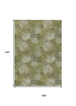 HomeRoots 5' Bright Green and Ivory Polka Dot Area Rug - Durable, Washable Indoor/Outdoor Design for Every Space 9' X 12' 614669