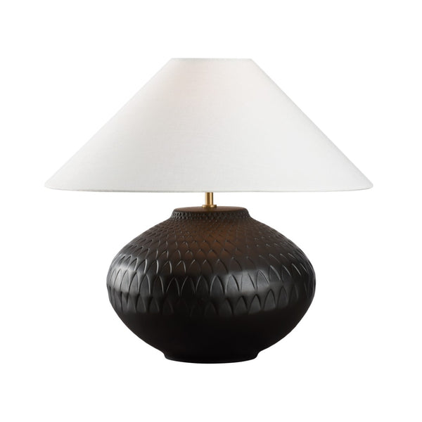 Wildwood Manzoni Sculptural Ceramic Lamp With Matte Glazed Finish, Low Rounded Silhouette For Modern Interiors Black 61467