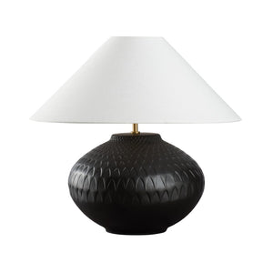 Wildwood Manzoni Sculptural Ceramic Lamp With Matte Glazed Finish, Low Rounded Silhouette For Modern Interiors Black 61467