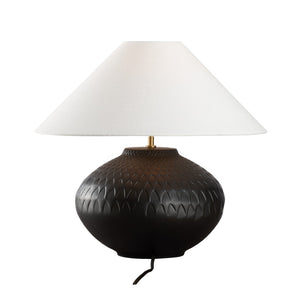 Wildwood Manzoni Sculptural Ceramic Lamp With Matte Glazed Finish, Low Rounded Silhouette For Modern Interiors Black 61467