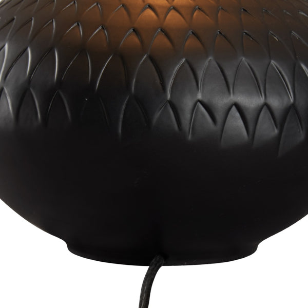 Wildwood Manzoni Sculptural Ceramic Lamp With Matte Glazed Finish, Low Rounded Silhouette For Modern Interiors Black 61467