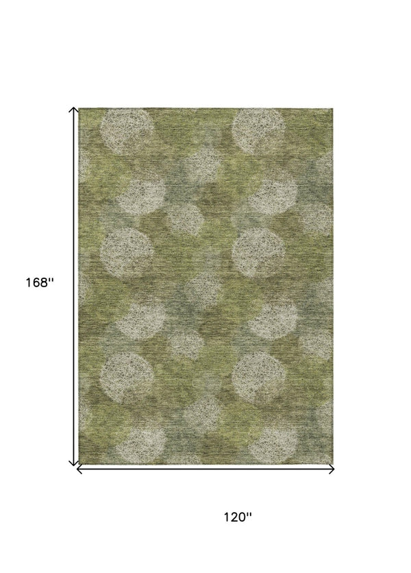 HomeRoots 5' Bright Green and Ivory Polka Dot Area Rug - Durable, Washable Indoor/Outdoor Design for Every Space 10' X 14' 614670
