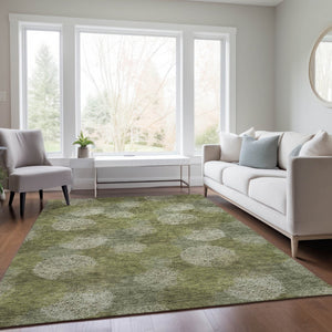 HomeRoots 5' Bright Green and Ivory Polka Dot Area Rug - Durable, Washable Indoor/Outdoor Design for Every Space 10' X 14' 614670