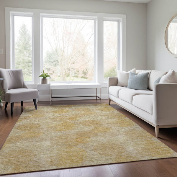 HomeRoots 5' Premium Gold Beige Polka Dot Area Rug – Versatile Washable Design for Indoor & Outdoor Use 5' X 8' 614672