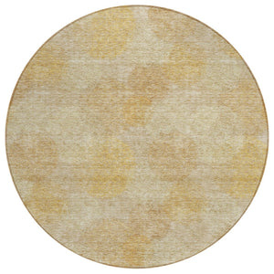 HomeRoots 5' Premium Gold Beige Polka Dot Area Rug – Versatile Washable Design for Indoor & Outdoor Use 8' Round 614673