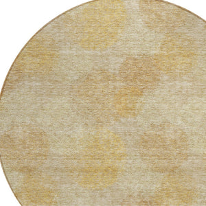 HomeRoots 5' Premium Gold Beige Polka Dot Area Rug – Versatile Washable Design for Indoor & Outdoor Use 8' Round 614673