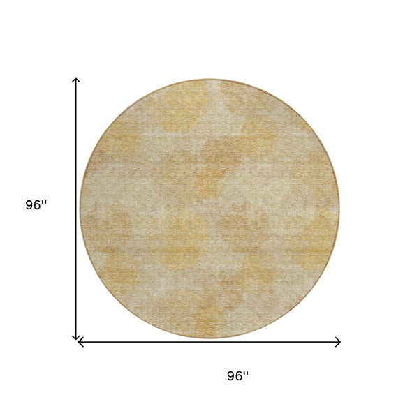 HomeRoots 5' Premium Gold Beige Polka Dot Area Rug – Versatile Washable Design for Indoor & Outdoor Use 8' Round 614673