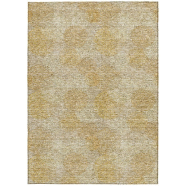 HomeRoots 5' Premium Gold Beige Polka Dot Area Rug – Versatile Washable Design for Indoor & Outdoor Use 8' X 10' 614674