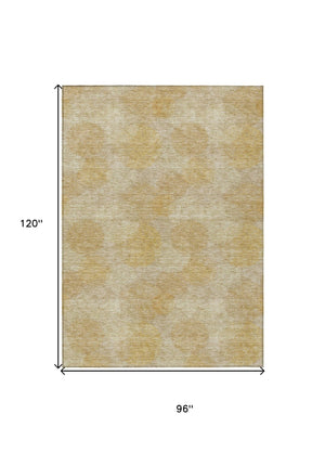 HomeRoots 5' Premium Gold Beige Polka Dot Area Rug – Versatile Washable Design for Indoor & Outdoor Use 8' X 10' 614674