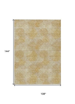 HomeRoots 5' Premium Gold Beige Polka Dot Area Rug – Versatile Washable Design for Indoor & Outdoor Use 9' X 12' 614675