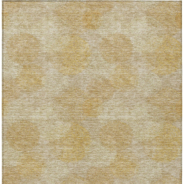 HomeRoots 5' Premium Gold Beige Polka Dot Area Rug – Versatile Washable Design for Indoor & Outdoor Use 9' X 12' 614675