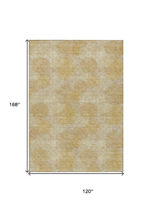 HomeRoots 5' Premium Gold Beige Polka Dot Area Rug – Versatile Washable Design for Indoor & Outdoor Use 10' X 14' 614676