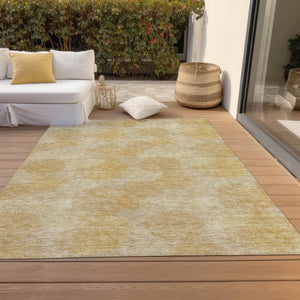 HomeRoots 5' Premium Gold Beige Polka Dot Area Rug – Versatile Washable Design for Indoor & Outdoor Use 10' X 14' 614676