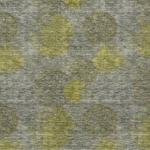 HomeRoots 5' Modern Gray Lime Green & Silver Polka Dot Washable Area Rug for Indoor & Outdoor Spaces 5' X 8' 614678