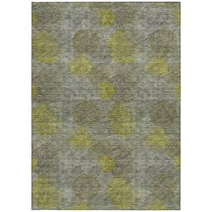 HomeRoots 5' Modern Gray Lime Green & Silver Polka Dot Washable Area Rug for Indoor & Outdoor Spaces 8' X 10' 614680