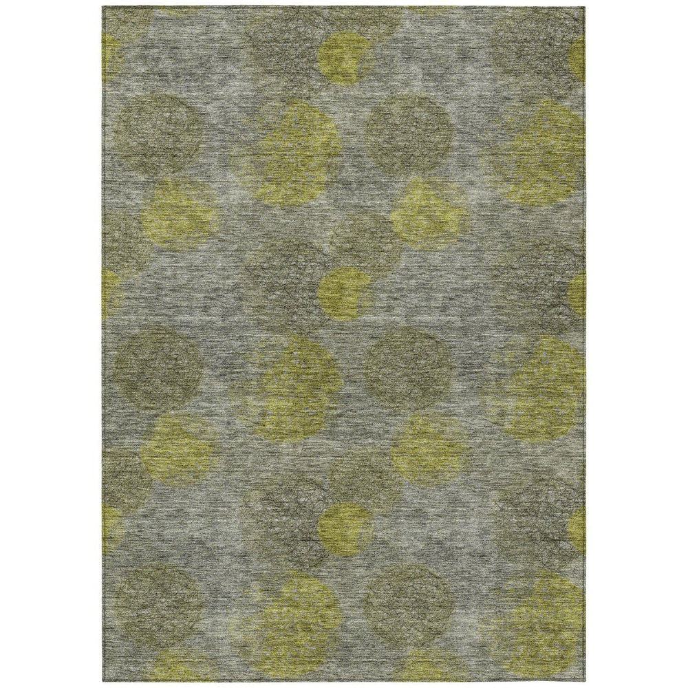 HomeRoots 5' Modern Gray Lime Green & Silver Polka Dot Washable Area Rug for Indoor & Outdoor Spaces 8' X 10' 614680
