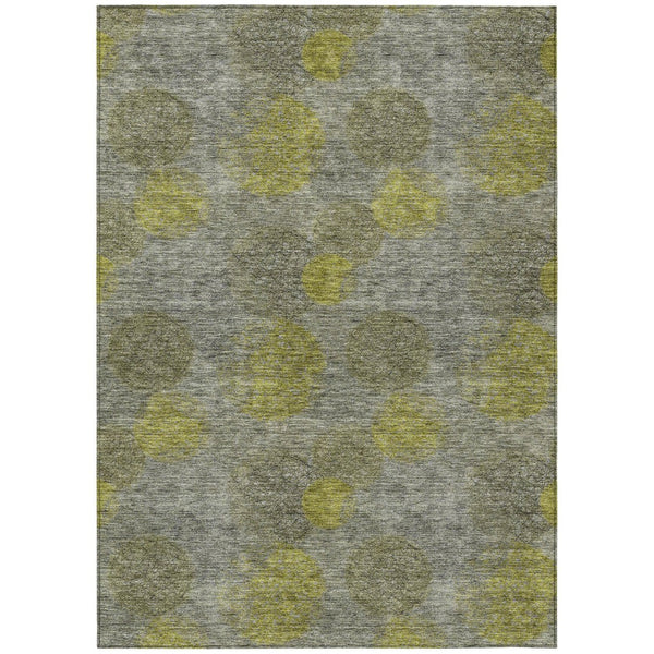HomeRoots 5' Modern Gray Lime Green & Silver Polka Dot Washable Area Rug for Indoor & Outdoor Spaces 8' X 10' 614680