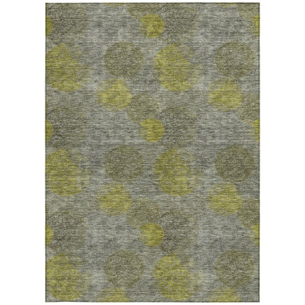 HomeRoots 5' Modern Gray Lime Green & Silver Polka Dot Washable Area Rug for Indoor & Outdoor Spaces 9' X 12' 614681