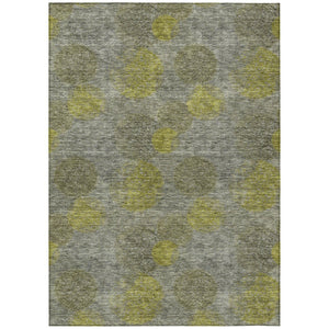 HomeRoots 5' Modern Gray Lime Green & Silver Polka Dot Washable Area Rug for Indoor & Outdoor Spaces 9' X 12' 614681
