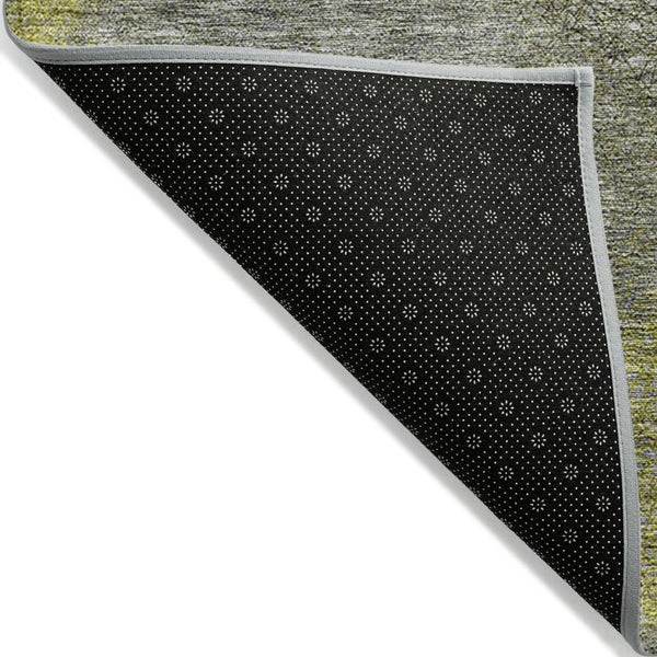 HomeRoots 5' Modern Gray Lime Green & Silver Polka Dot Washable Area Rug for Indoor & Outdoor Spaces 9' X 12' 614681