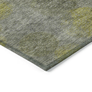 HomeRoots 5' Modern Gray Lime Green & Silver Polka Dot Washable Area Rug for Indoor & Outdoor Spaces 10' X 14' 614682