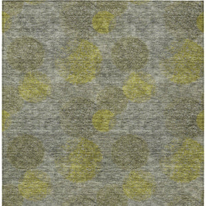 HomeRoots 5' Modern Gray Lime Green & Silver Polka Dot Washable Area Rug for Indoor & Outdoor Spaces 10' X 14' 614682