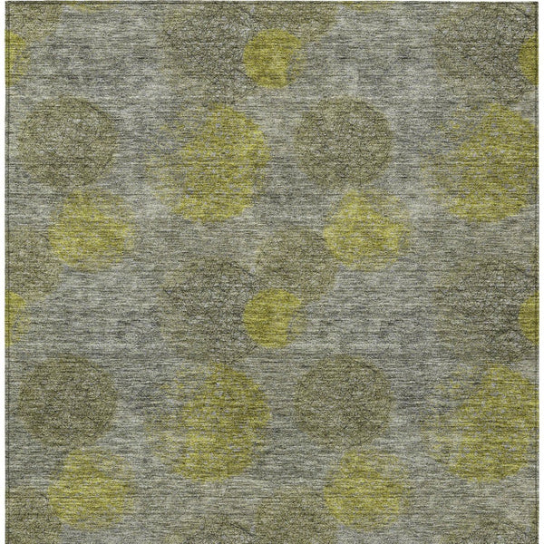 HomeRoots 5' Modern Gray Lime Green & Silver Polka Dot Washable Area Rug for Indoor & Outdoor Spaces 10' X 14' 614682