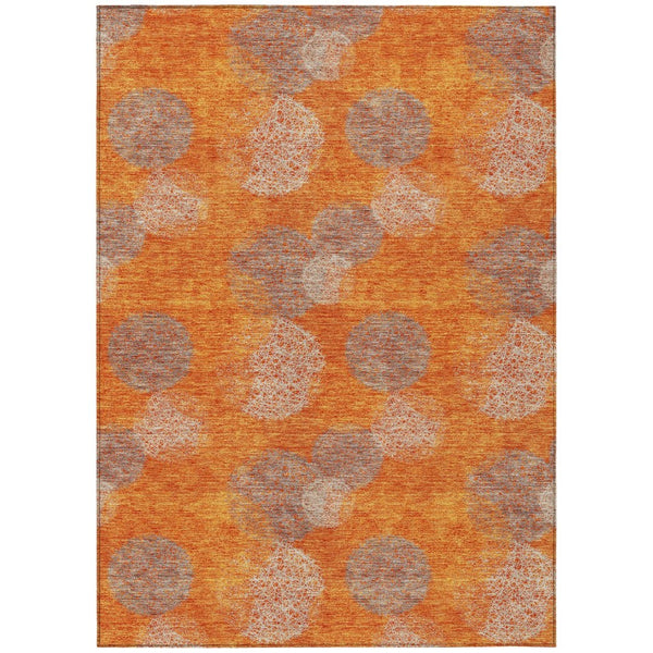 HomeRoots 5' Refresh Your Space with Vibrant Orange and Peach Polka Dot Washable Indoor-Outdoor Rug Decor 5' X 8' 614684