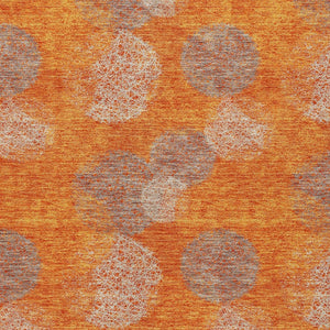 HomeRoots 5' Refresh Your Space with Vibrant Orange and Peach Polka Dot Washable Indoor-Outdoor Rug Decor 5' X 8' 614684