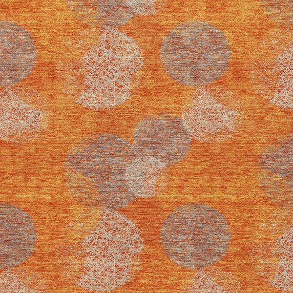 HomeRoots 5' Refresh Your Space with Vibrant Orange and Peach Polka Dot Washable Indoor-Outdoor Rug Decor 5' X 8' 614684