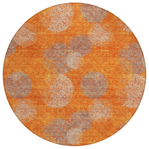 HomeRoots 5' Refresh Your Space with Vibrant Orange and Peach Polka Dot Washable Indoor-Outdoor Rug Decor 8' Round 614685