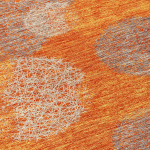 HomeRoots 5' Refresh Your Space with Vibrant Orange and Peach Polka Dot Washable Indoor-Outdoor Rug Decor 8' Round 614685