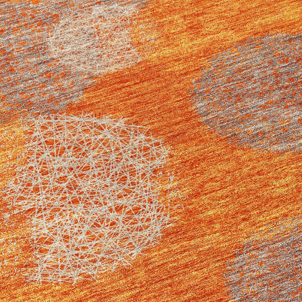 HomeRoots 5' Refresh Your Space with Vibrant Orange and Peach Polka Dot Washable Indoor-Outdoor Rug Decor 8' Round 614685